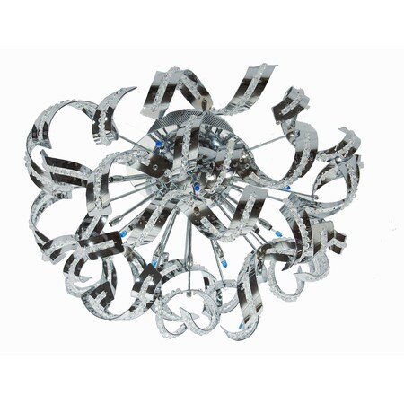 Elegant Lighting V2068F21C/EC Tiffany - Twelve Light Flush Mount, Chrome Finish with Clear Elegant Cut Crystal